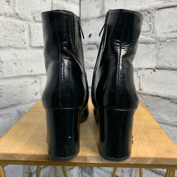 Sam Edelman Hilty 2 Boot 7.5 Black Patent Leather Pointed Toe Block Heel Booties - Picture 7 of 16